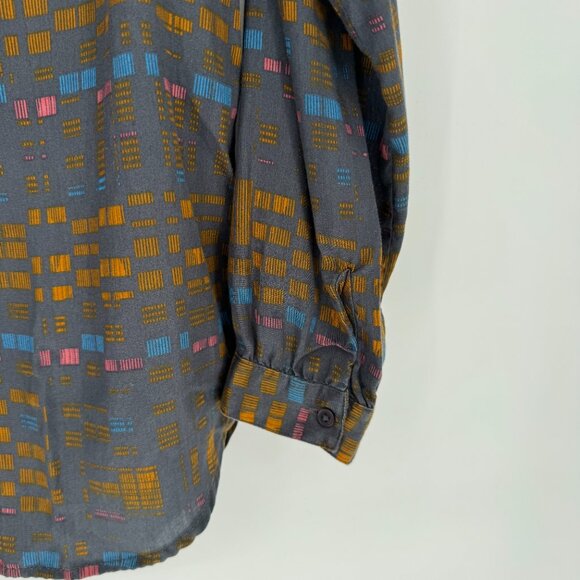prAna Elsie Top Geo Print Tencel Long Sleeve Blouse Size M - Picture 4 of 10